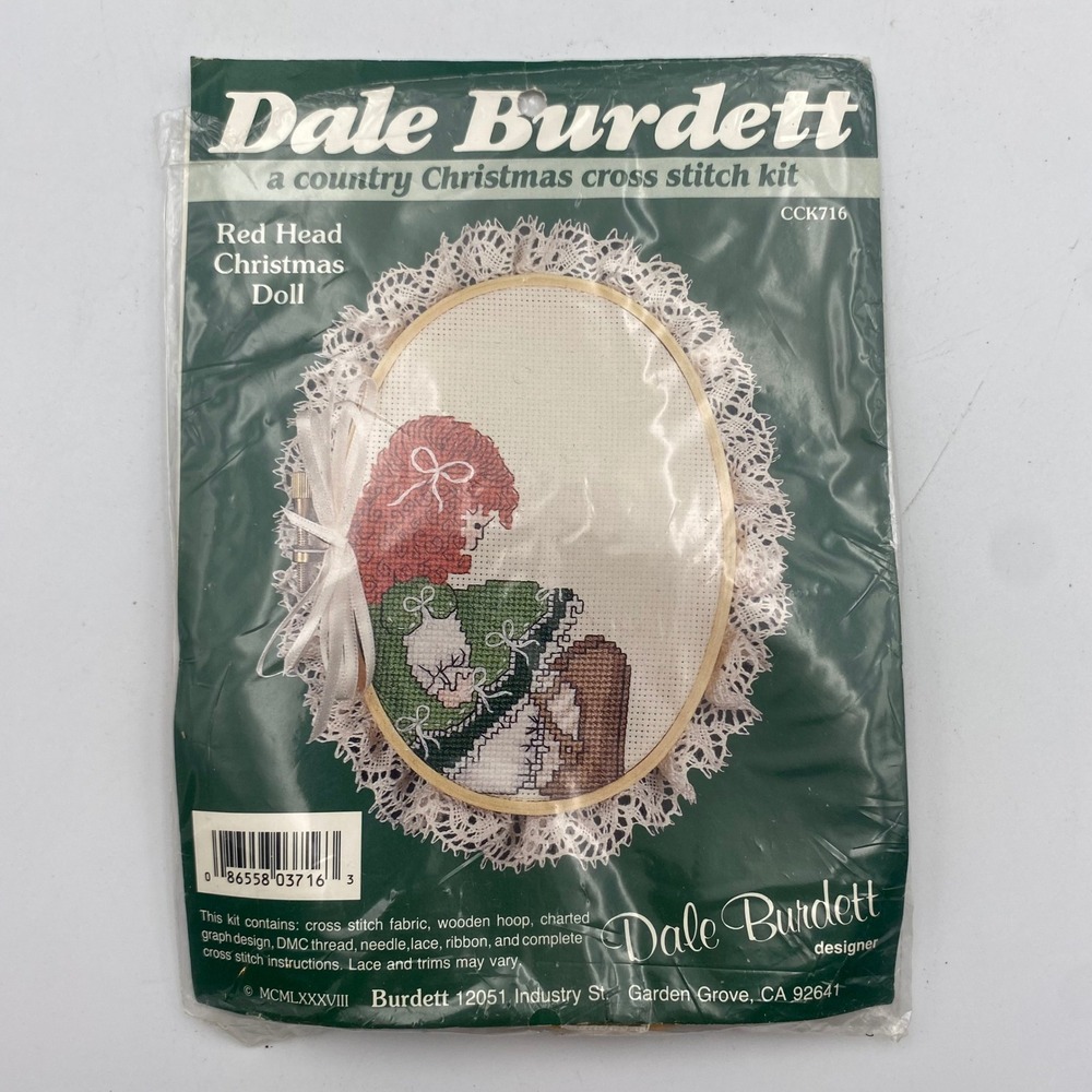 NOS Dale Burdett Red Head Christmas Doll Cross Stitch Kit CCK716 Vintage 1988